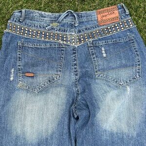 RARE Akademiks Jeans Baggy Studded Wide Legged Hip Hop 90s Size 42 Southpole